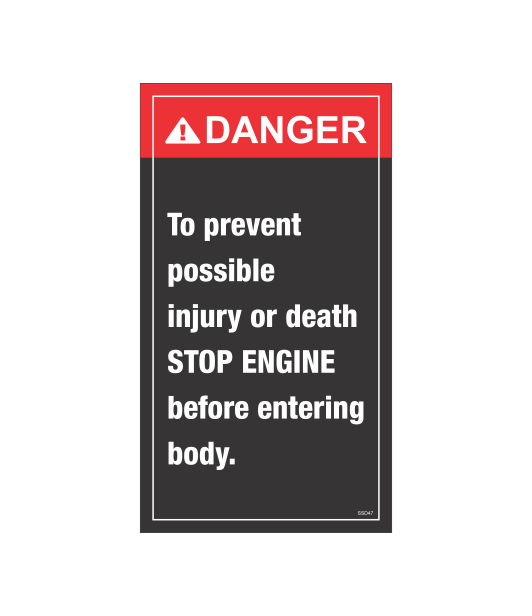 SSD47 - DANGER TO PREVENT POSSIBLE INJURY