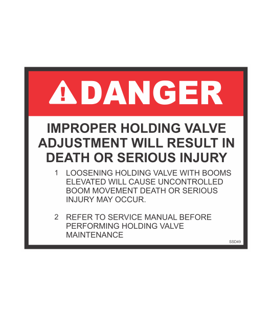 SSD49 - DANGER IMPROPER HOLDING VALVE