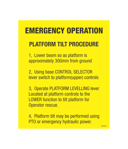 SSG257 - EMERGENCY OPERATION PLATFORM TILT PROCEDURE
