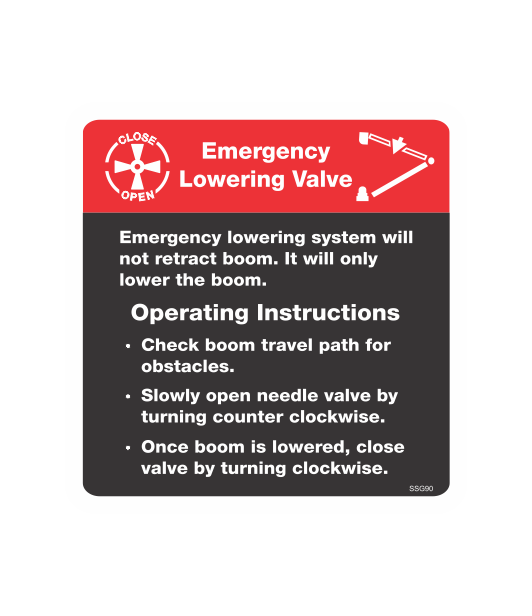 SSG90 - EMERGENCY LOWERING VALVE OPERATING INSTRUCTIONS