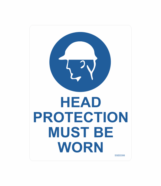 SSEE006 - HEAD PROTECTION MUST BE WORN SAFETY STICKER