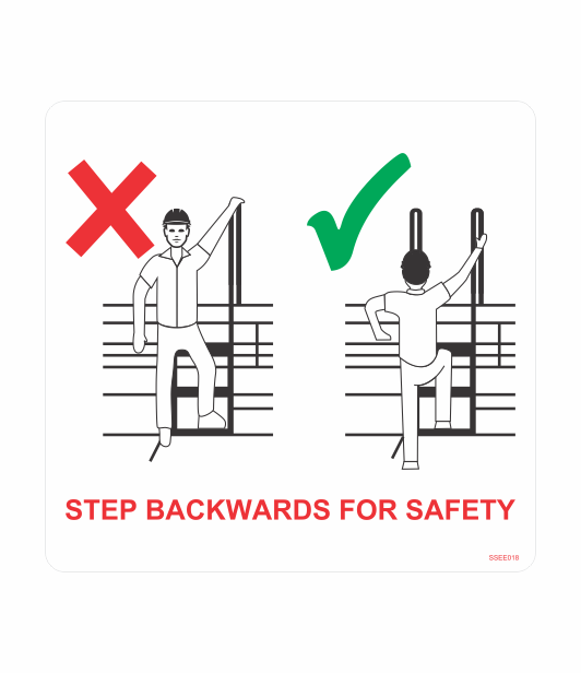 SSEE018 - STEP BACKWARDS FOR SAFETY SAFETY STICKER