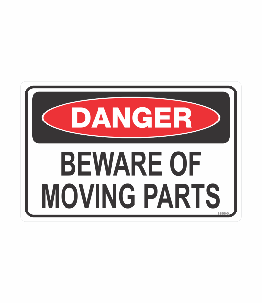 SSEE050 - DANGER BEWARE OF MOVING PARTS SAFETY STICKER