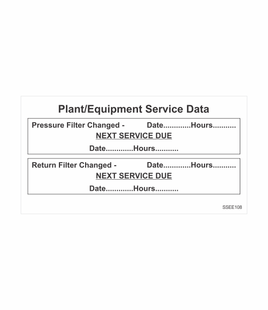 SSEE108 - PLANT/ EQUIPMENT SERVICE DATA NEXT SERVICE DUE