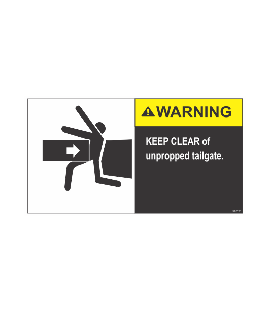 SSW44 - KEEP CLEAR OF UNPROPPED TAILGATE