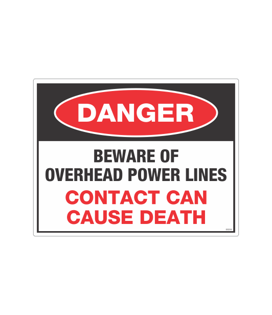 Powerline Warning Sticker SSD38 - DANGER OVERHEAD POWERLINES – Sticksafe
