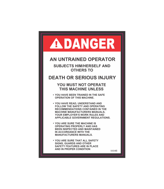 SSD46 - DANGER AND UNTRAINED OPERATOR – Sticksafe
