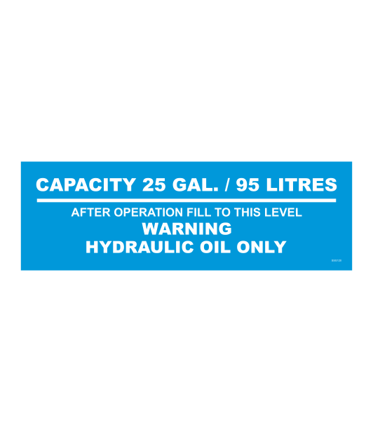 SSG120 - WARNING HYDRAUILIC OIL ONLY