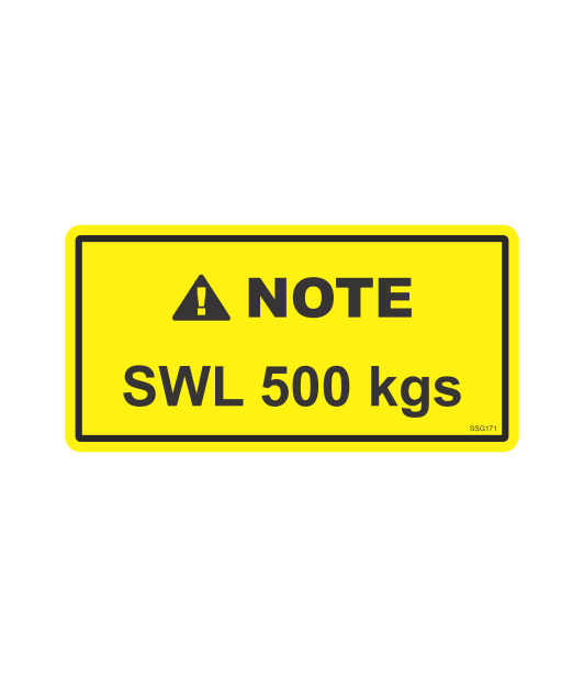 Swl Racking Stickers SSG171 - NOTE SWL 500KG – Sticksafe