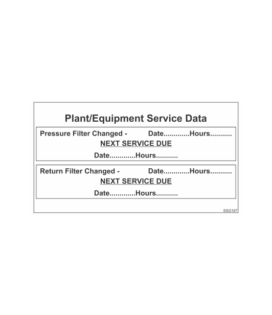 SSG197 - PRESSURE FILTER RETURN FILTER SERVICE DATA