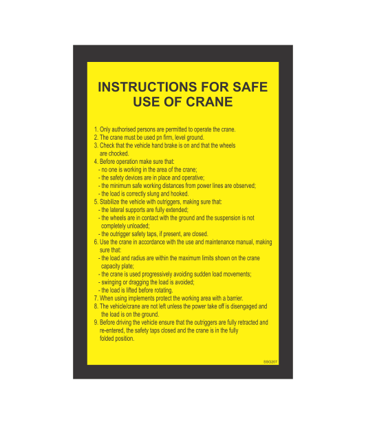 SSG207 - INSTRUCTIONS FOR SAFE USE OF CRANE