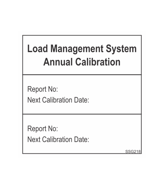 SSG218 - LOAD MANAGEMENT SYSTEM ANNUAL CALIBRATION