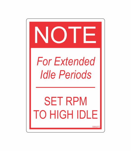 SSG277 - NOTE FOR EXTENDED IDLE PERIODS