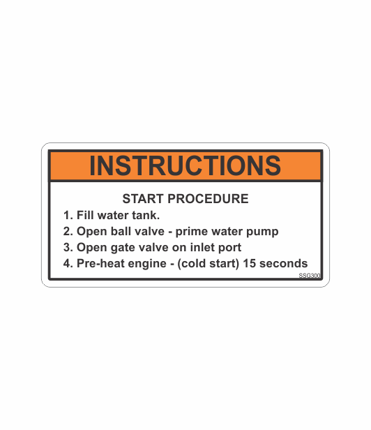 SSG300 - INSTRUCTIONS START PROCEDURE