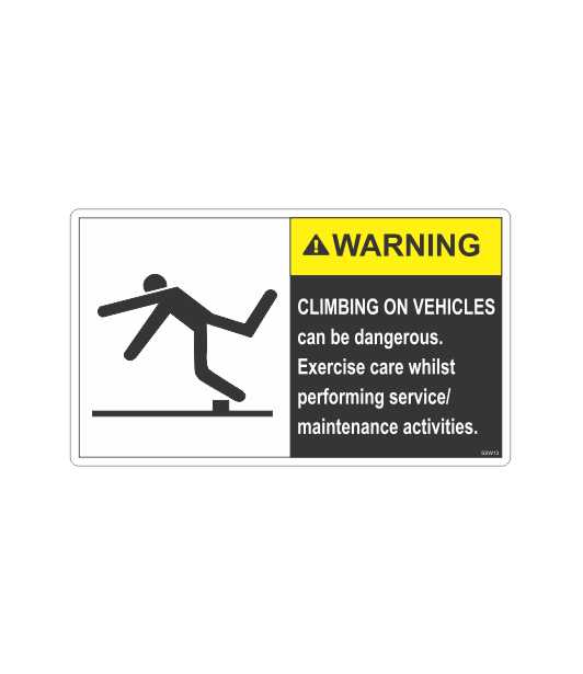SSW13 - WARNING CLIMBING ON VEHICLES