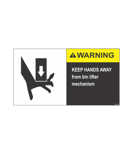 SSW46 - KEEP HANDS AWAY FROM BIN LIFTER MECHANISM