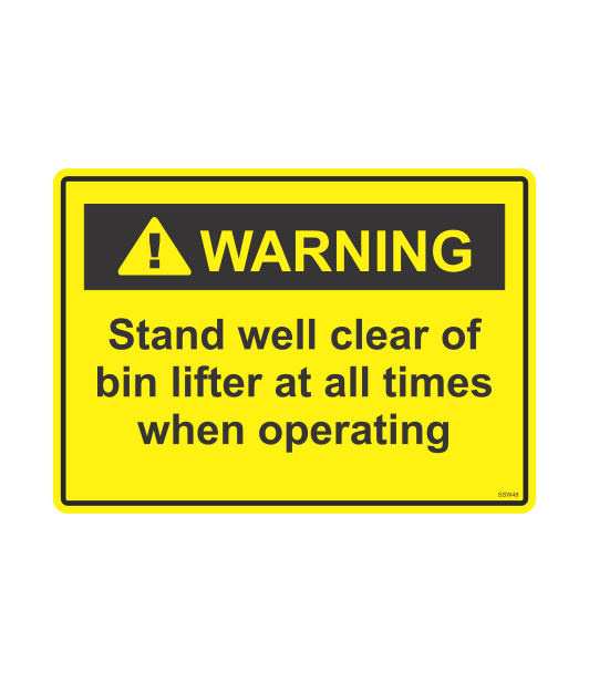 SSW48 - STAND WELL CLEAR OF BIN LIFTER AT ALL TIMES WHEN OPERATING