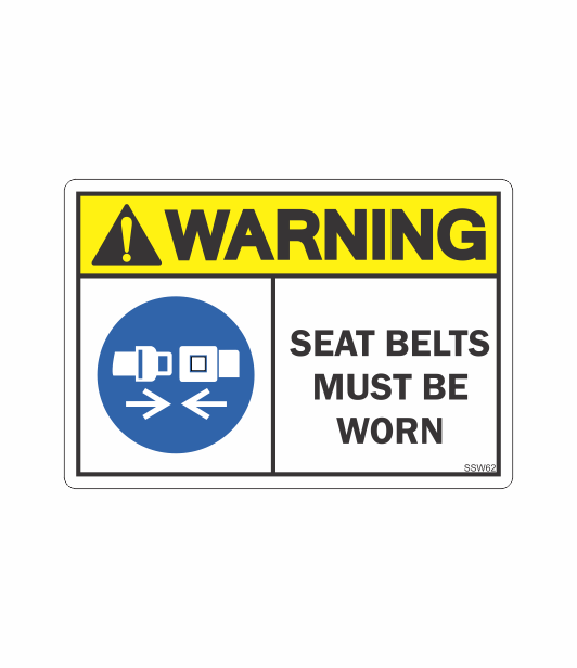 SSW62 - WARNING SEAT BELTS MUST BE WORN